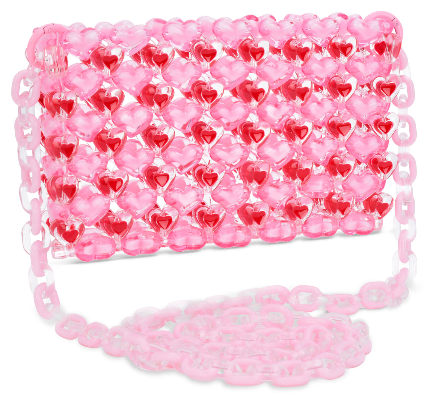 Pink Hearts Beaded Bag