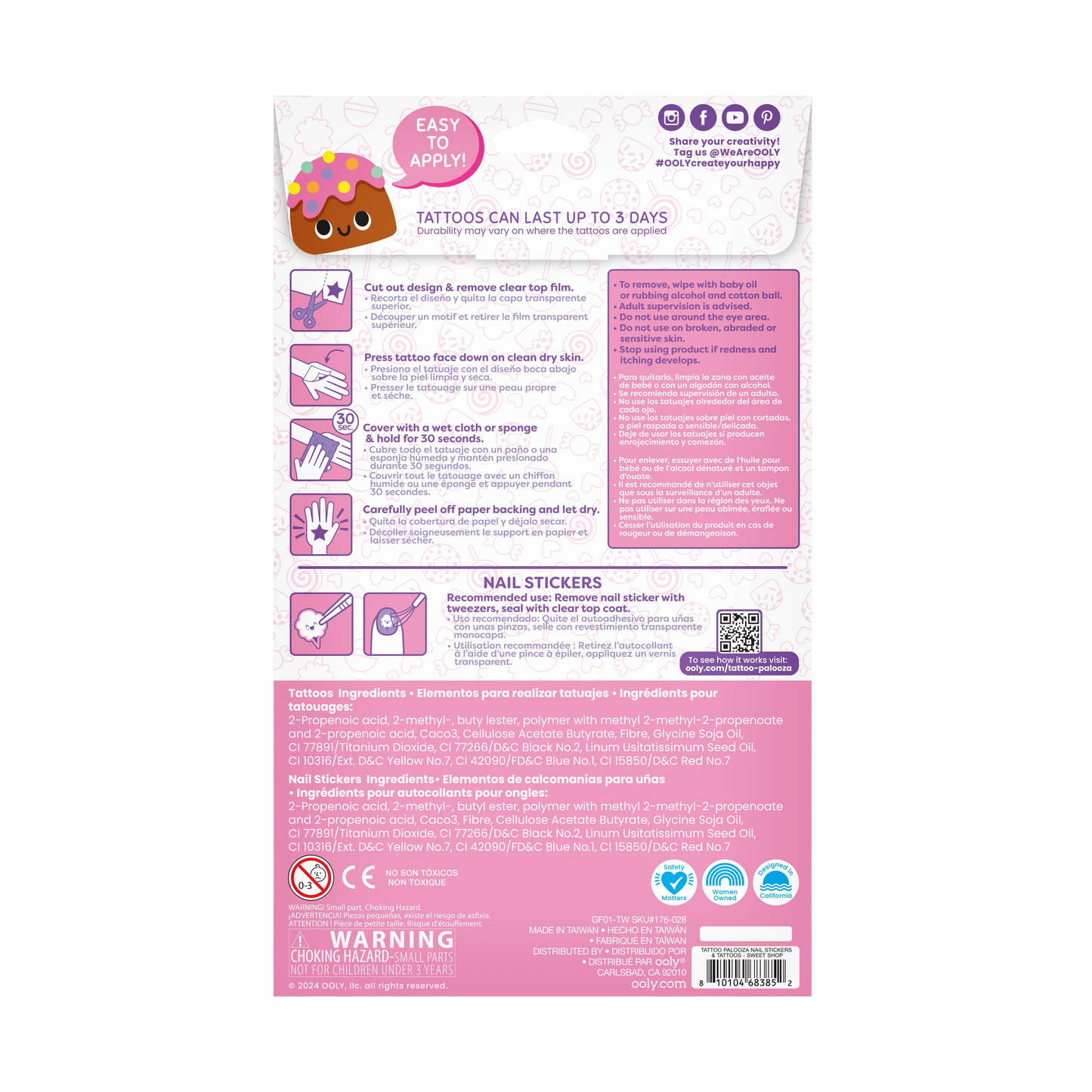 Tattoo Palooza Nail Stickers & Temporary Tattoo- Sweet Shop