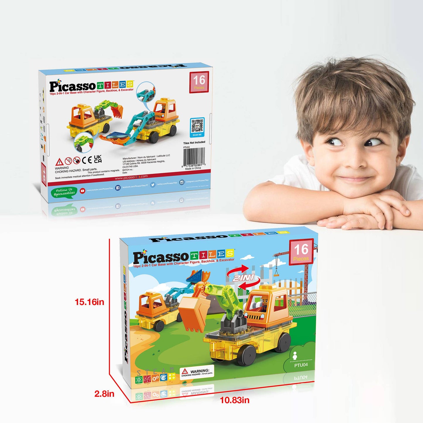 16 Pcs Magnet Tiles Building Block Playset