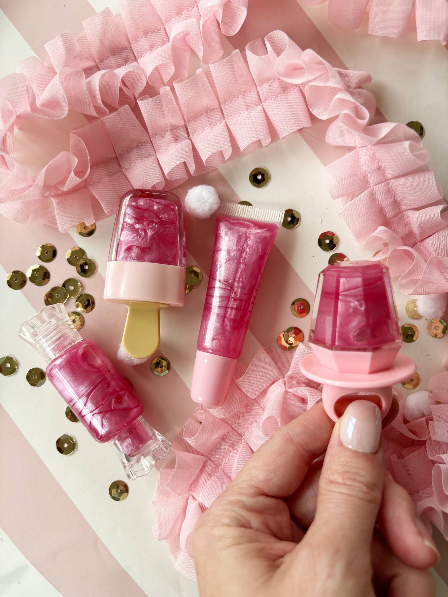 Cool Pink Ring Pop Lip Gloss - Watermelon