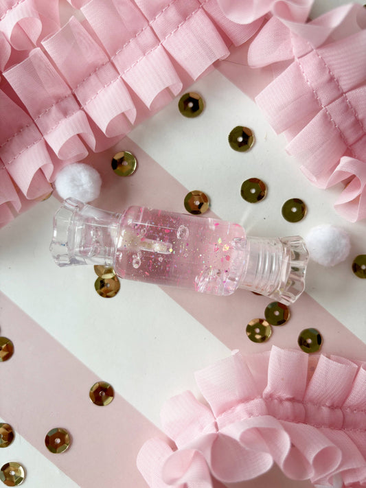 Neon Pop Pink Sparkle Candy Lip Gloss - Strawberry