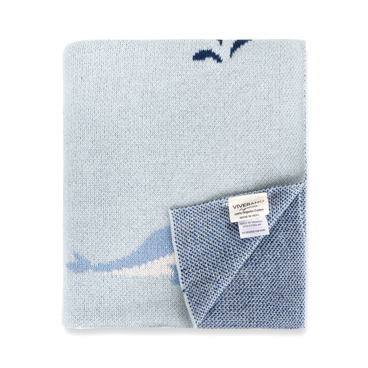 Whales - Organic Cotton Jacquard Sweater Knit Baby Blankets