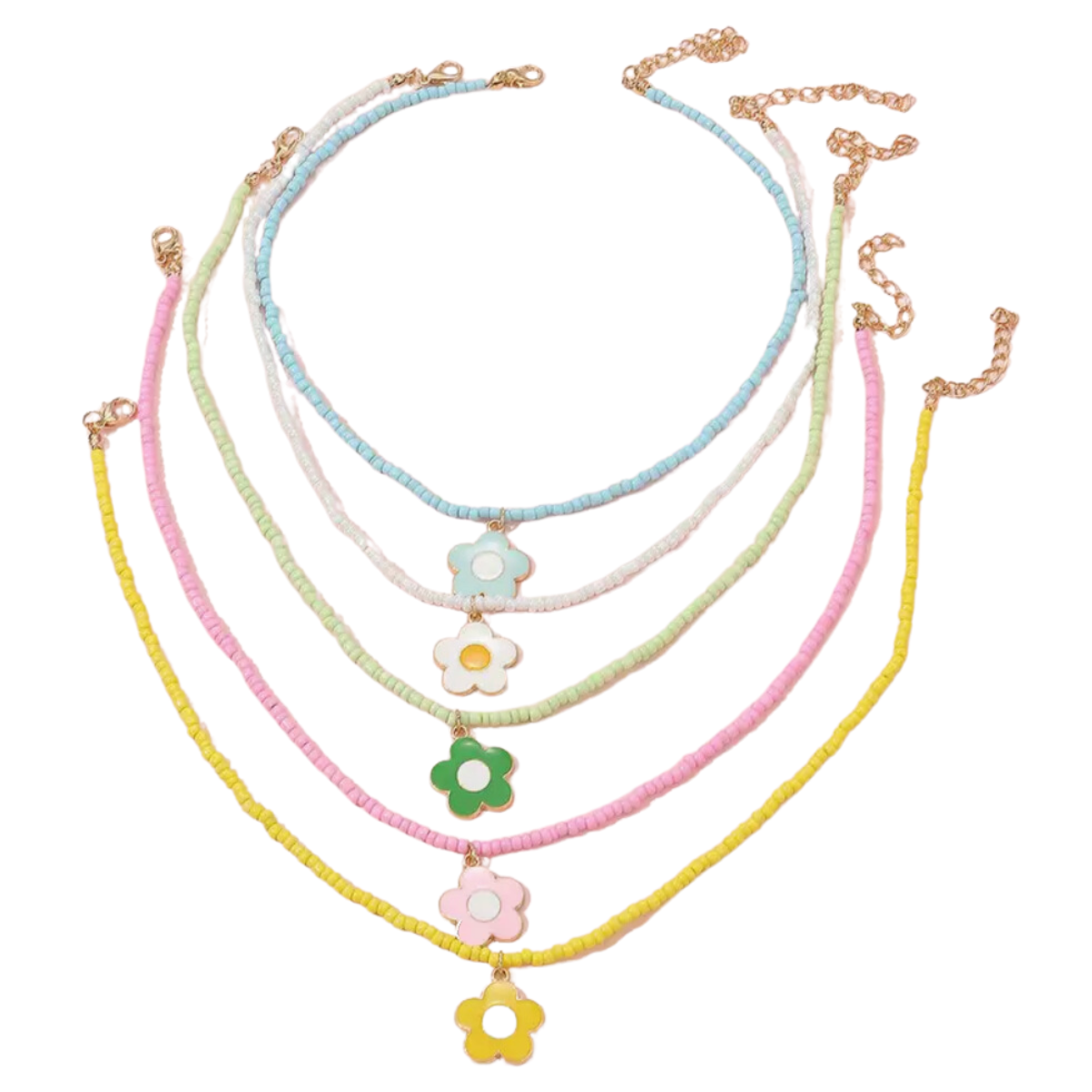 Beaded Flower Charm Necklace