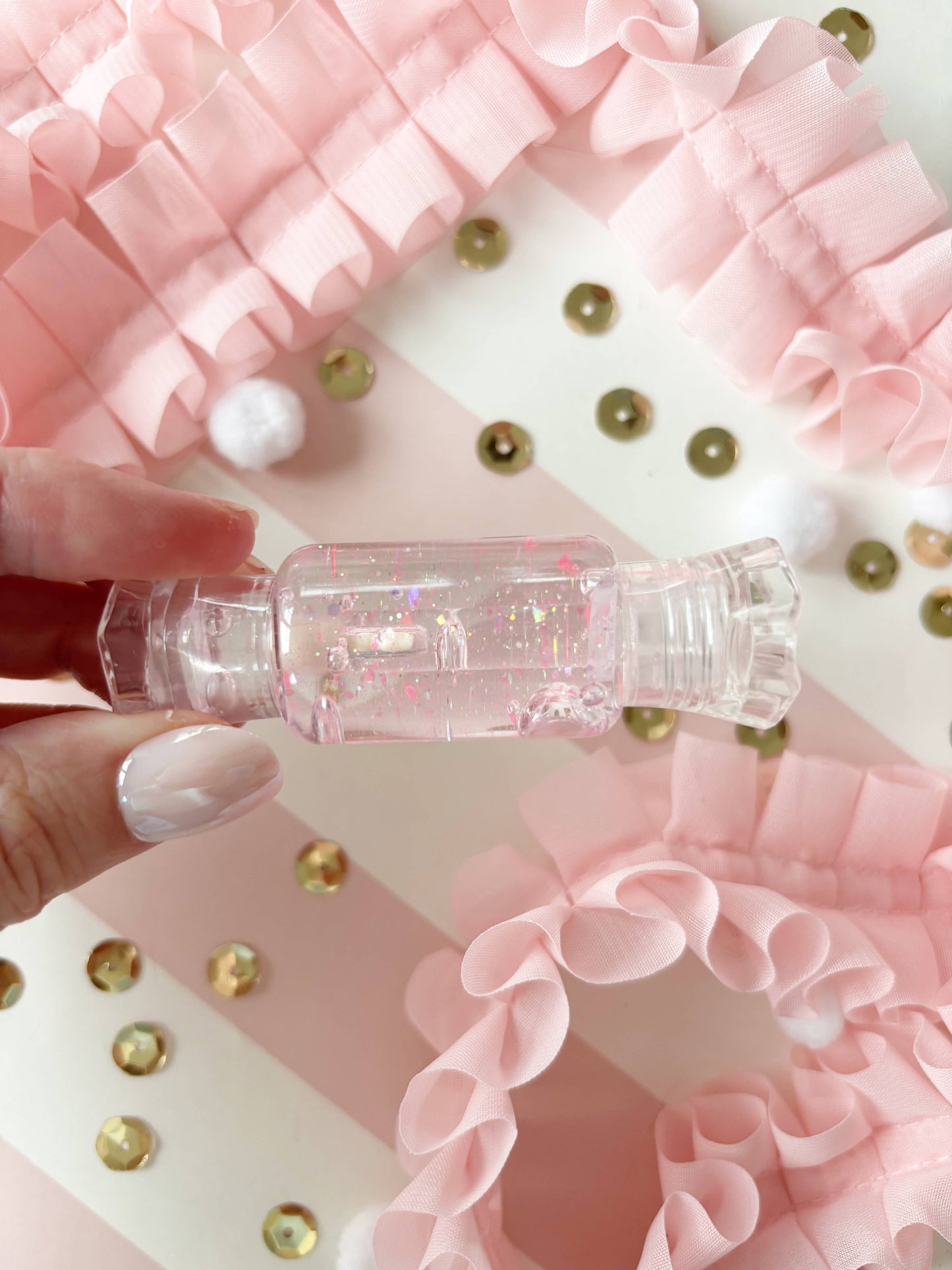 Neon Pop Pink Sparkle Candy Lip Gloss - Strawberry