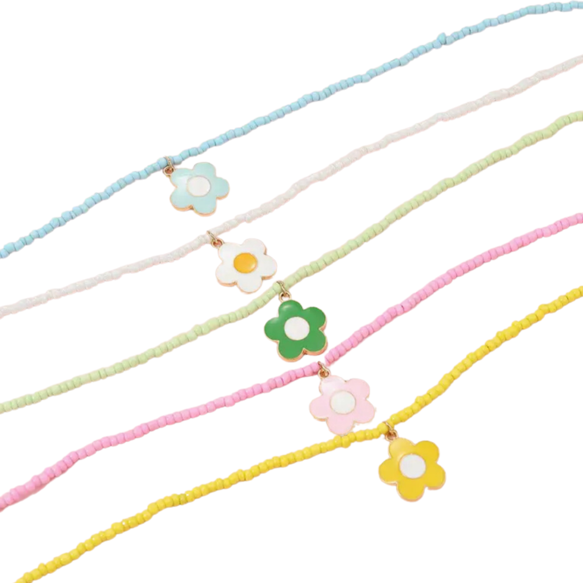 Beaded Flower Charm Necklace