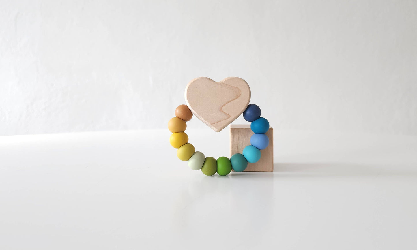 Heart Charm Wooden and Silicone Baby Teething Toy: Confetti