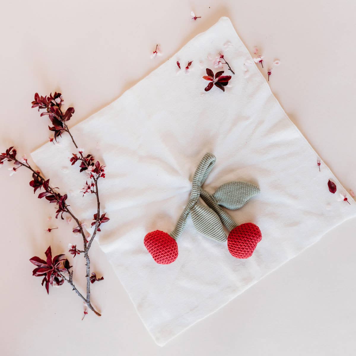 Cherry - Organic Baby Lovey Security Blanket