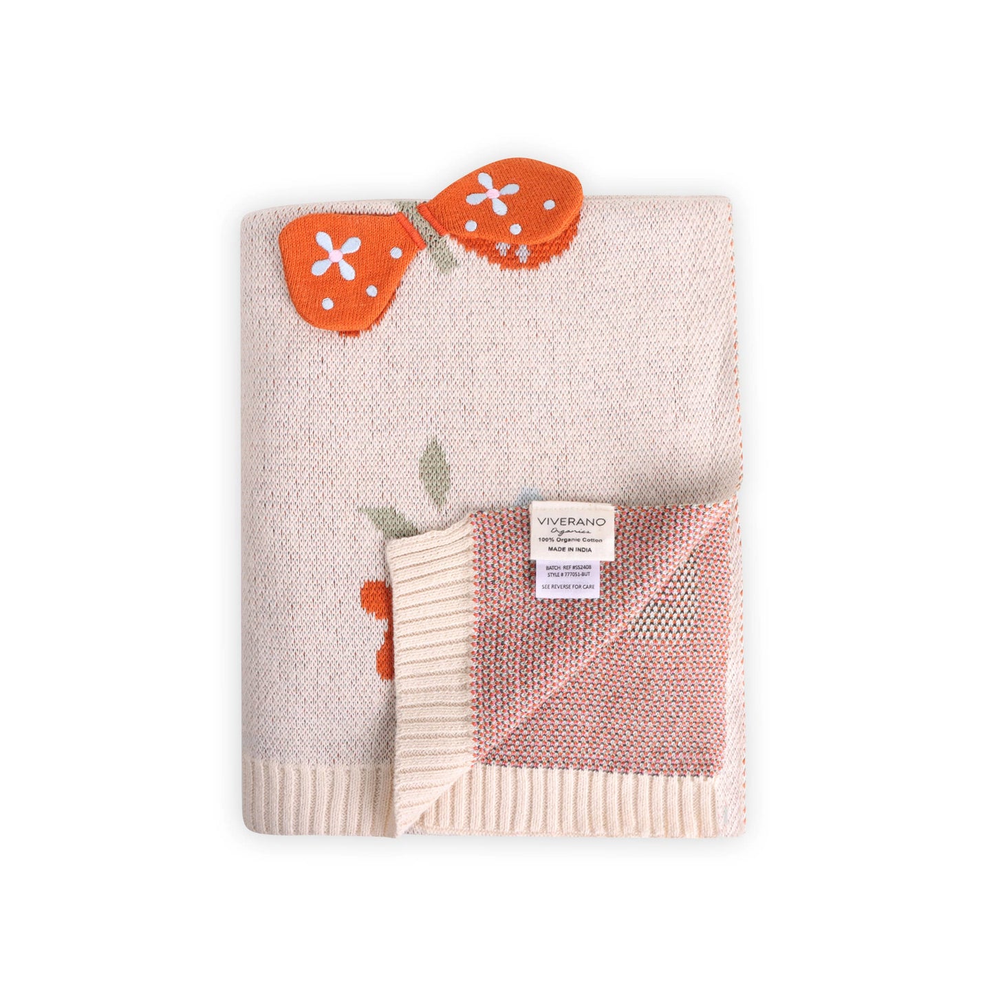 Butterfly 3D - Organic Cotton Jacquard Knit Baby Blanket