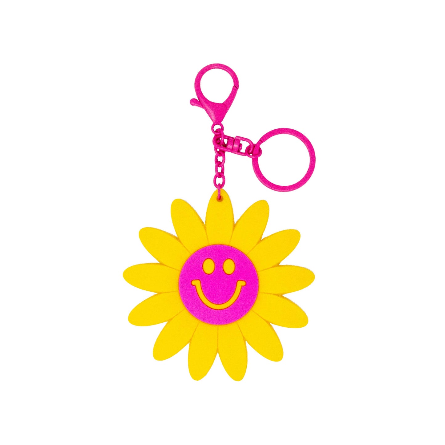 Happy Face Smile Flower Handbag Charm, Key Chain