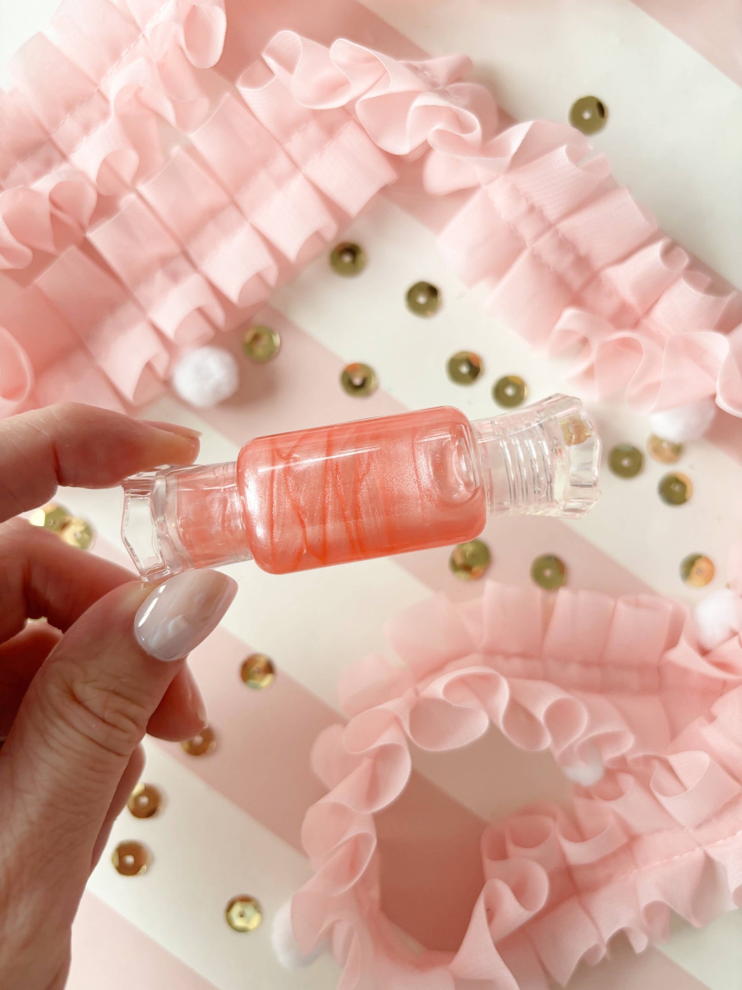 Blushed Pink Candy Lip Gloss - Strawberry