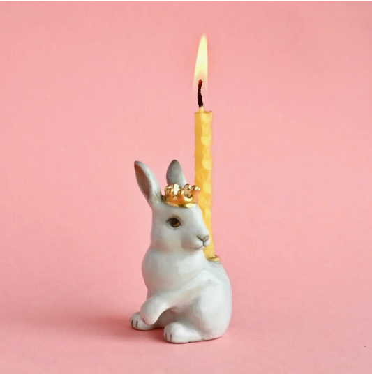 Royal White Rabbit Cake Topper