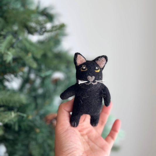 Felt Black Cat Finger Puppet