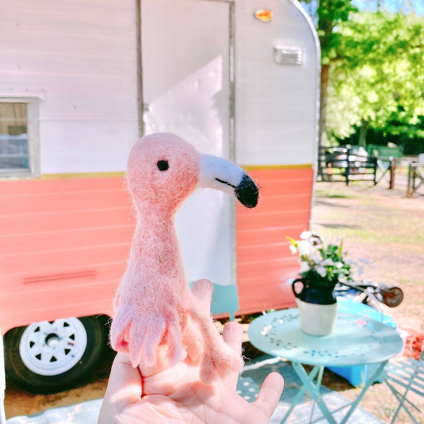 Felt Flamingo Finger Puppet
