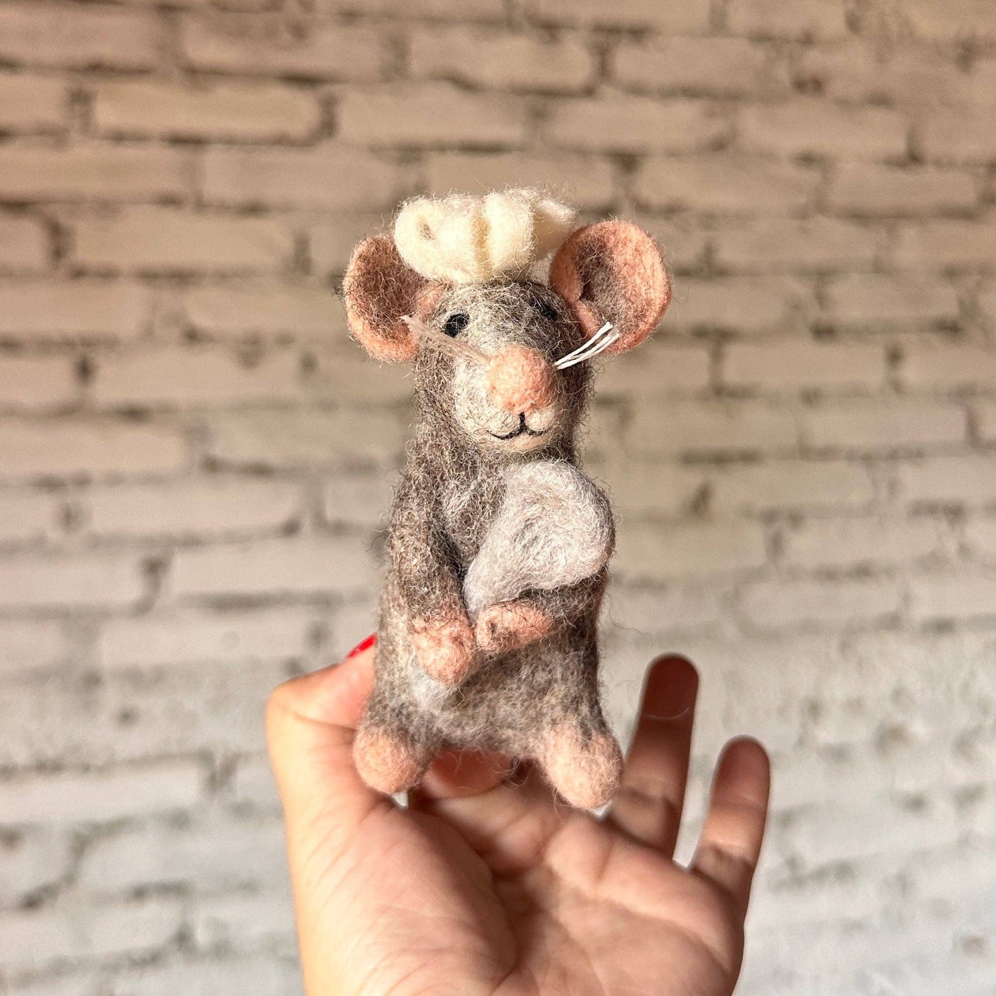 Felt Chef Mouse Finger Puppet