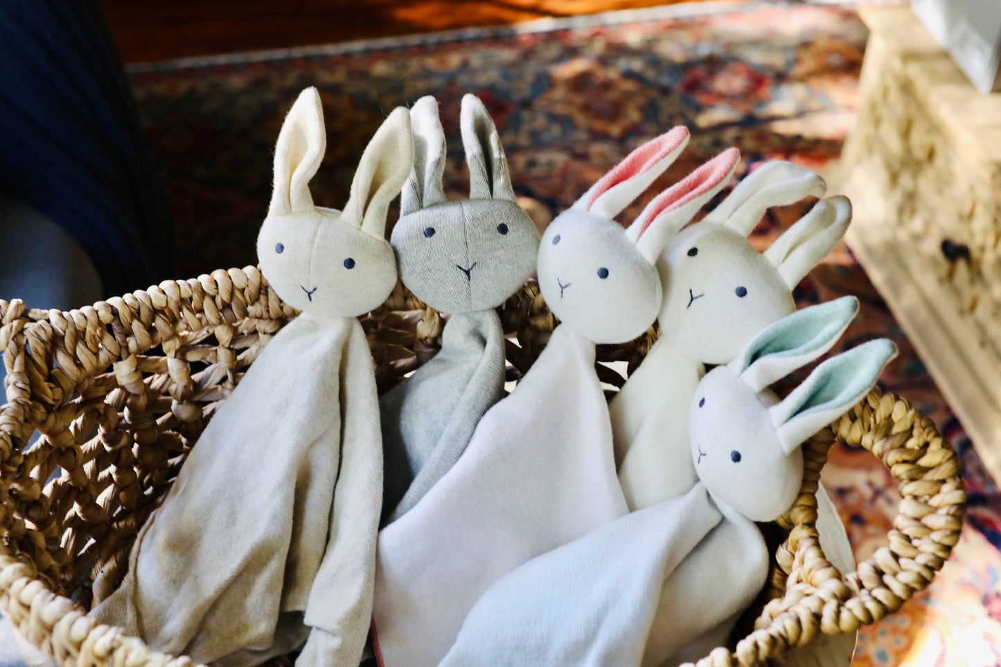 Bunny -Organic Baby Lovey Security Knit Blanket Cuddle Cloth
