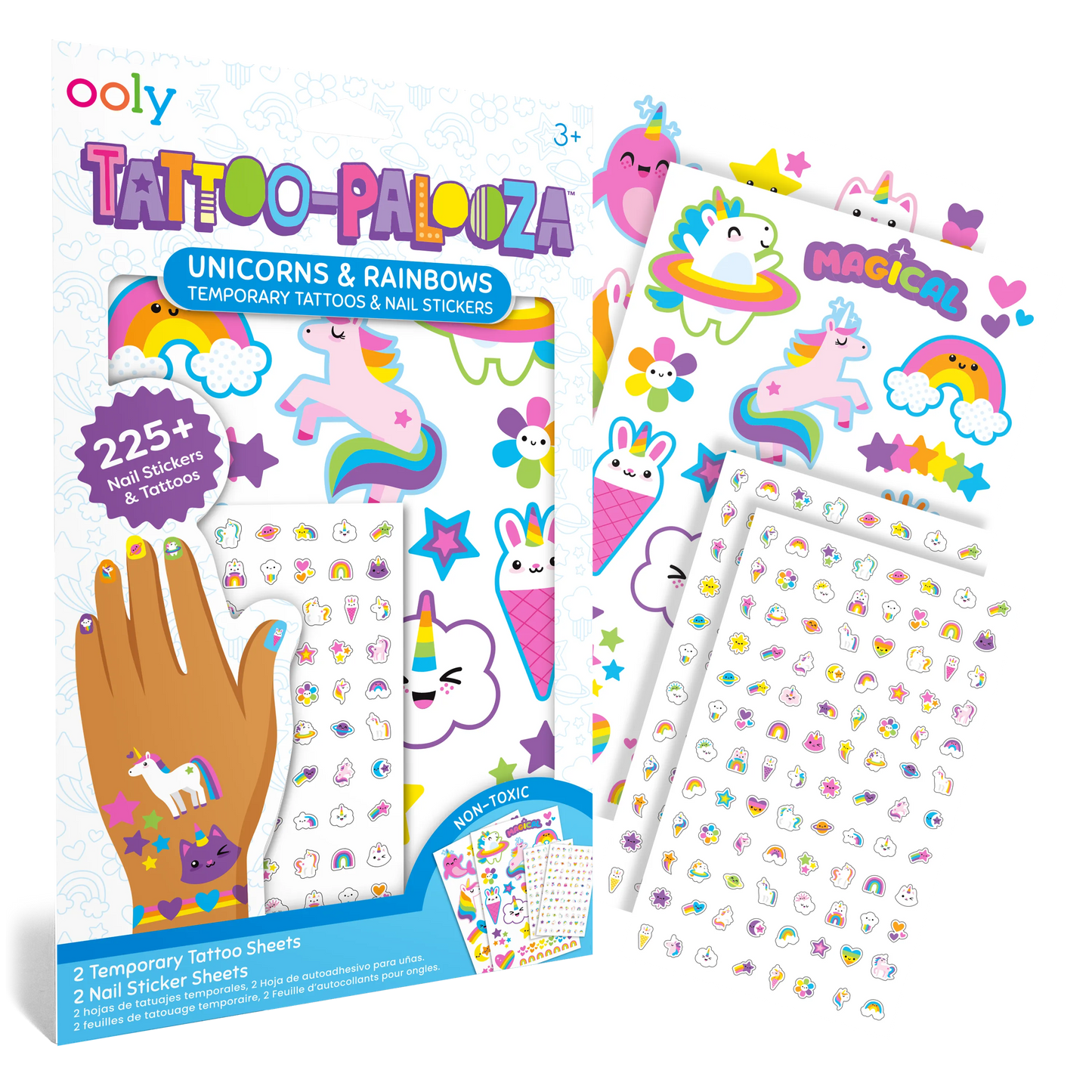 Tattoo-Palooza, Tattoos & Nail Stickers - Unicorns & Rainbow
