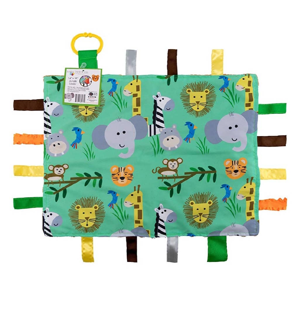 Jungle Zoo Taggy Comfort Blanket Learning Lovey 14 x 18"