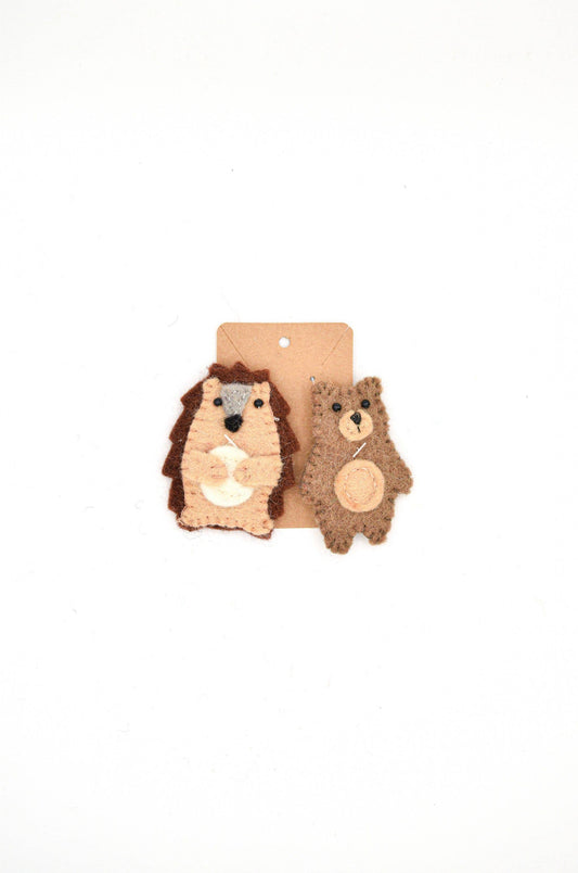 Hedgehog and Bear Finger Puppet Set