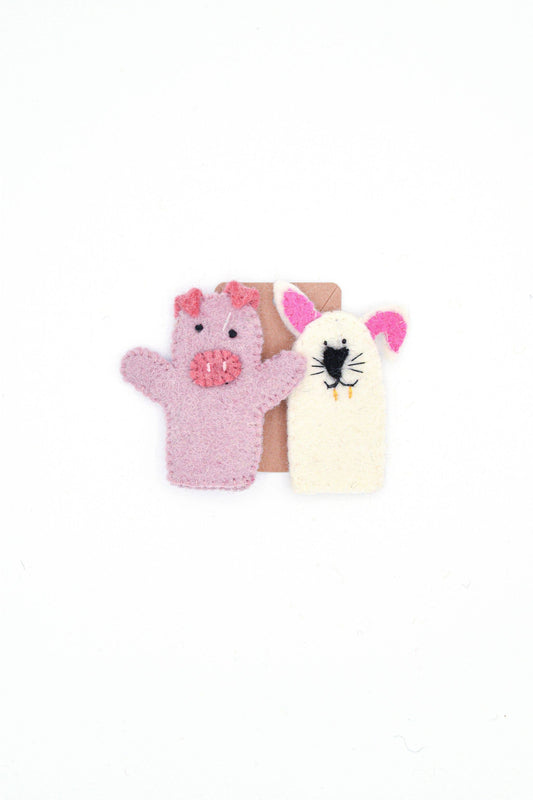 Rabbit and Pig Finger Puppet Set