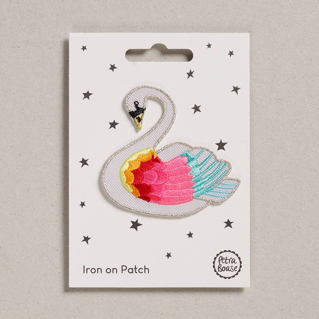 Rainbow Swan Iron on Patch