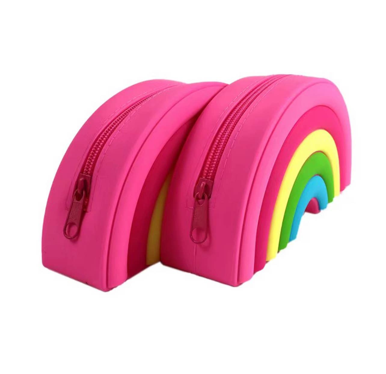 Silicone Pink Jelly Rainbow Pencil Case Pouch Back to School