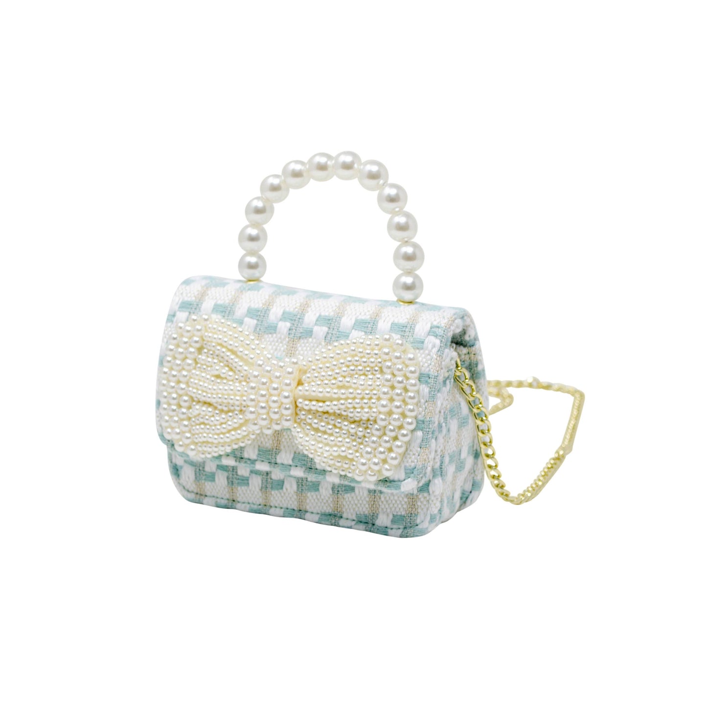 Tweed Pearl Handle Bow Purse