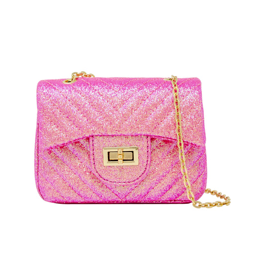 Classic Glitter Wave Handbag: Hot Pink