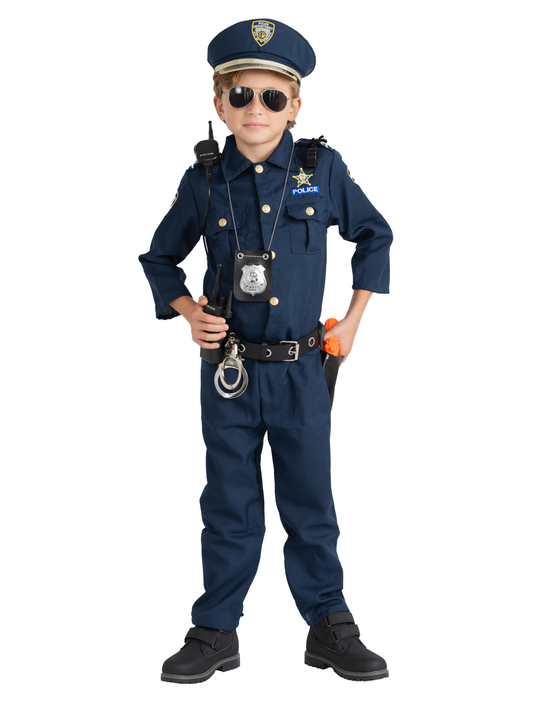 Deluxe Police Dress Up Costume Set - Kids: Medium 8-10