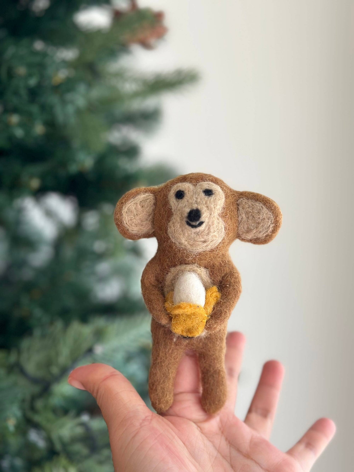 Felt Finger Puppet: Monkey Holding Banana