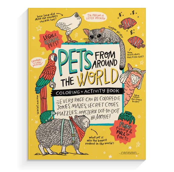 Pets From Around The World Coloring + Activity: Jokes, Comics, Mazes + MORE