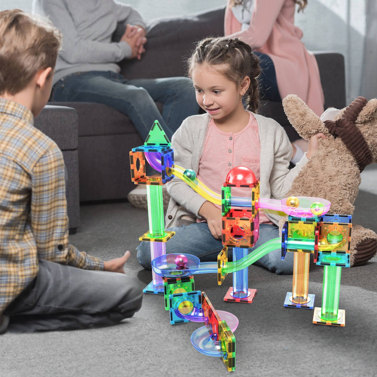 Magnetic Marble Run Track - 70-Piece Set