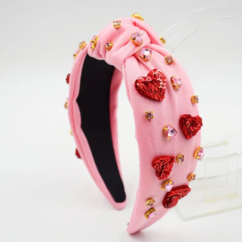 Valentine Jeweled Knotted Headband