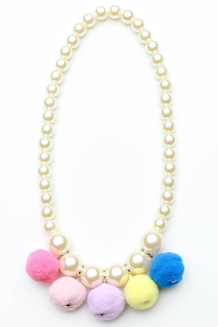 Pom Pom Necklace - Multi-Colored