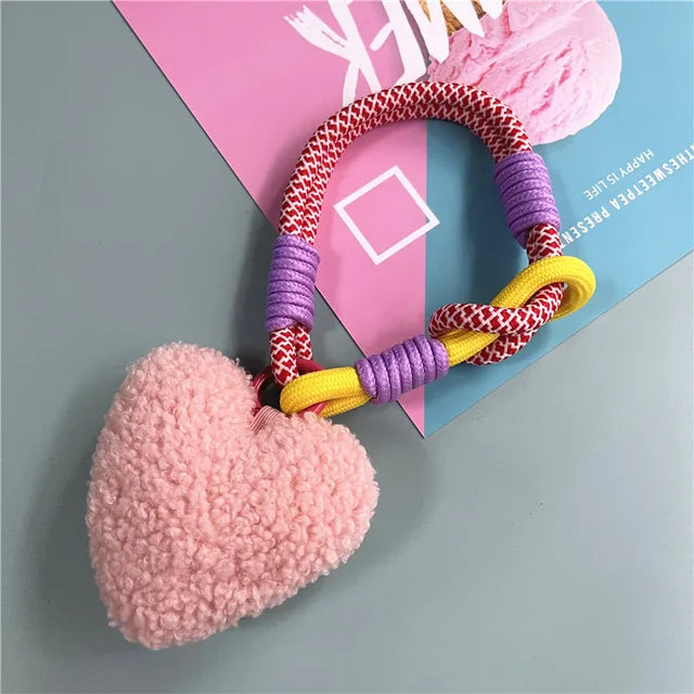 Fuzzy Heart Backpack Charm/ Keychain