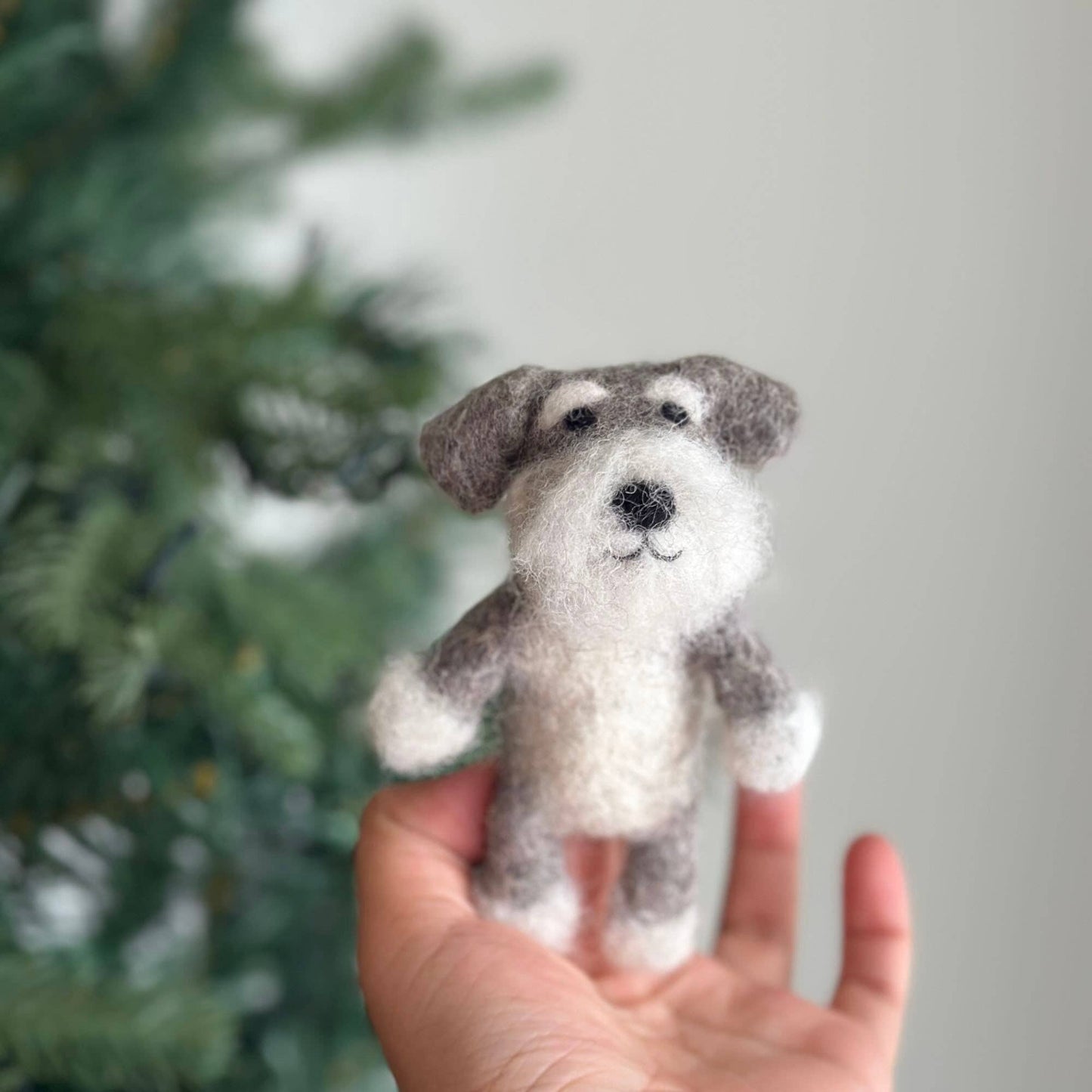 Felt Schnauzer Dog Finger Puppet