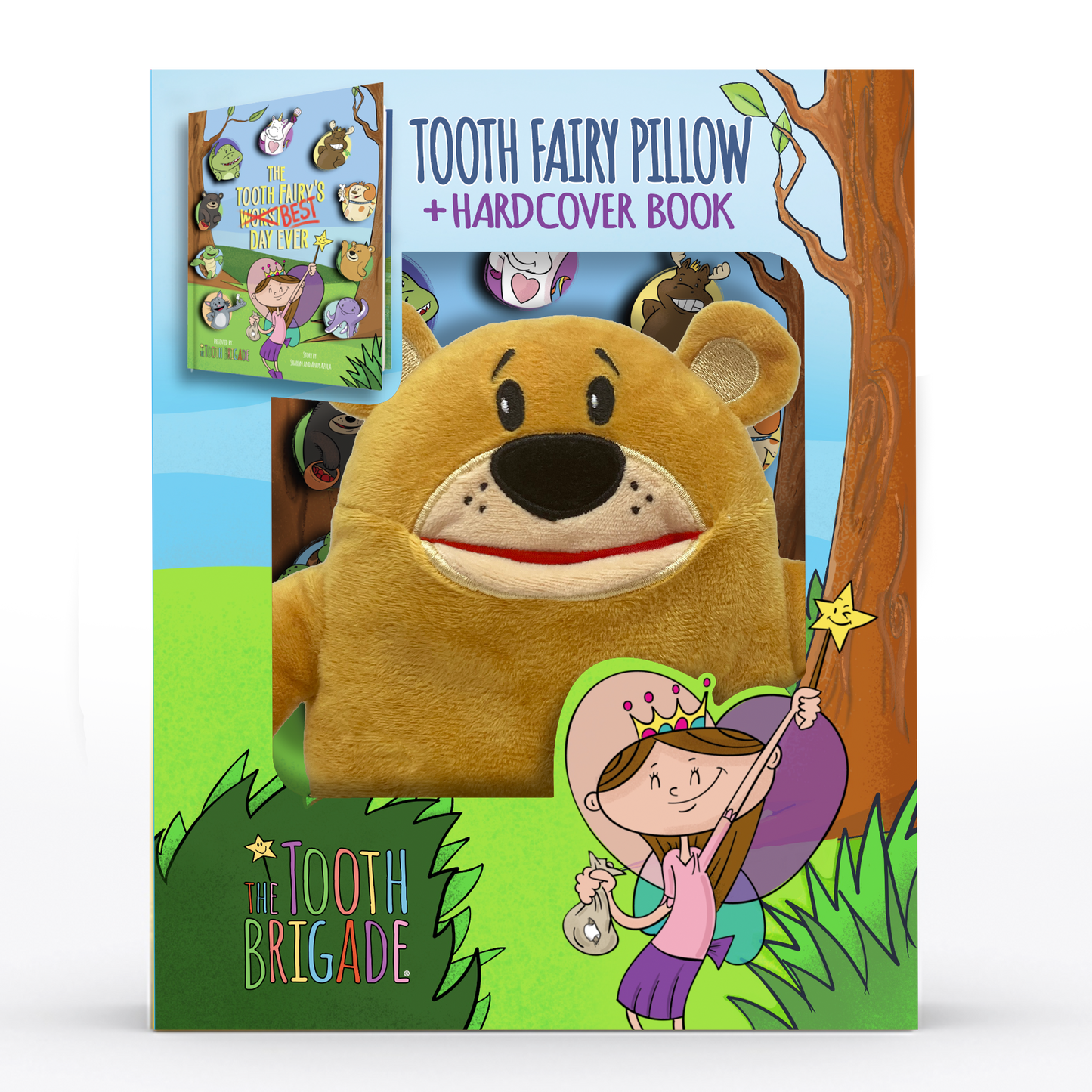 Tupelo Brown Bear Tooth Fairy Pillow and Book Gift Set