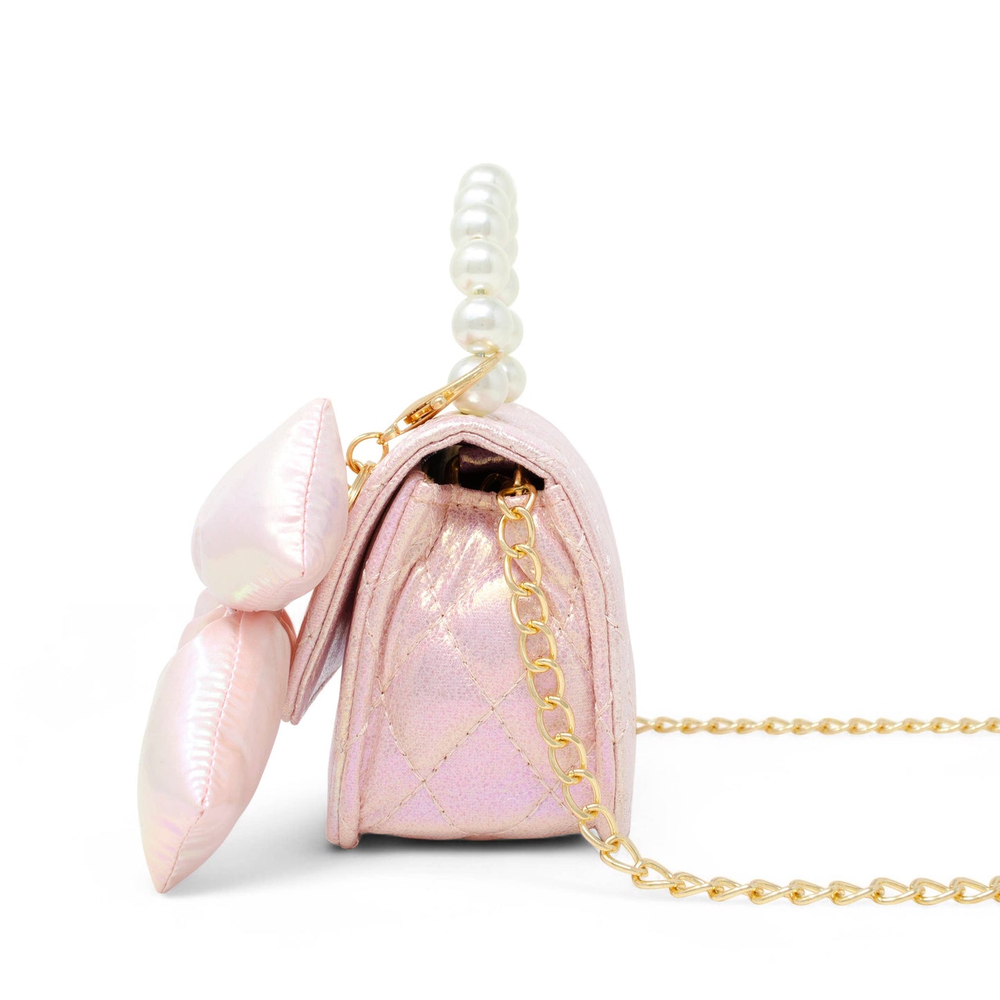 Shiny Quilted Fluffy Bow Handbag