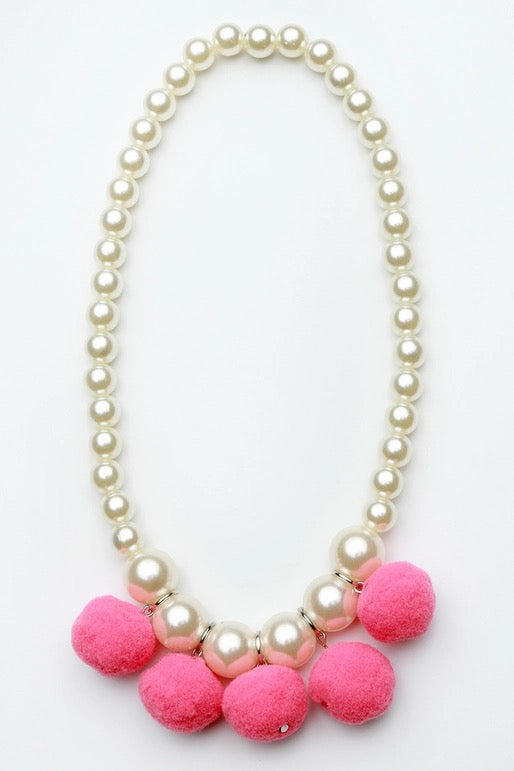 Pom Pom Necklace - Hot Pink