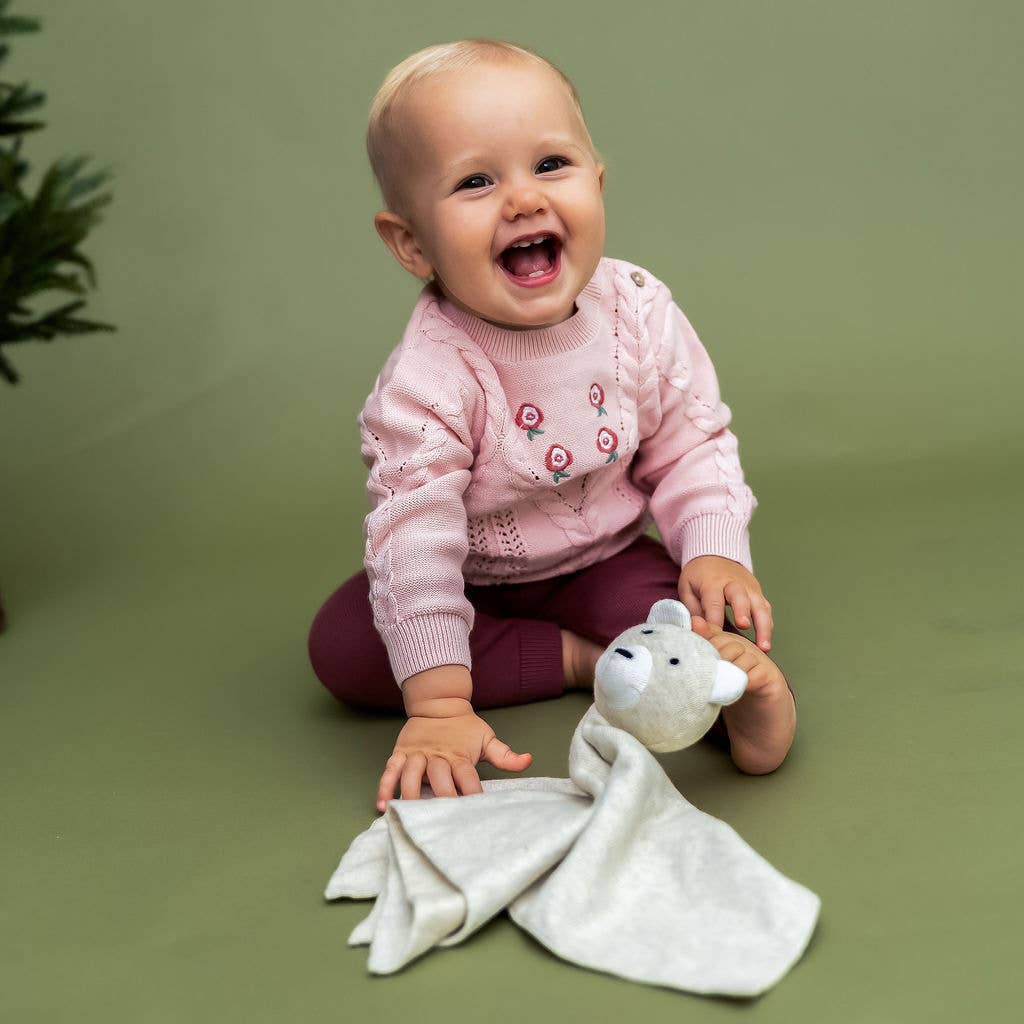 Bear - Organic Baby Lovey Security Blanket Cuddle Cloth