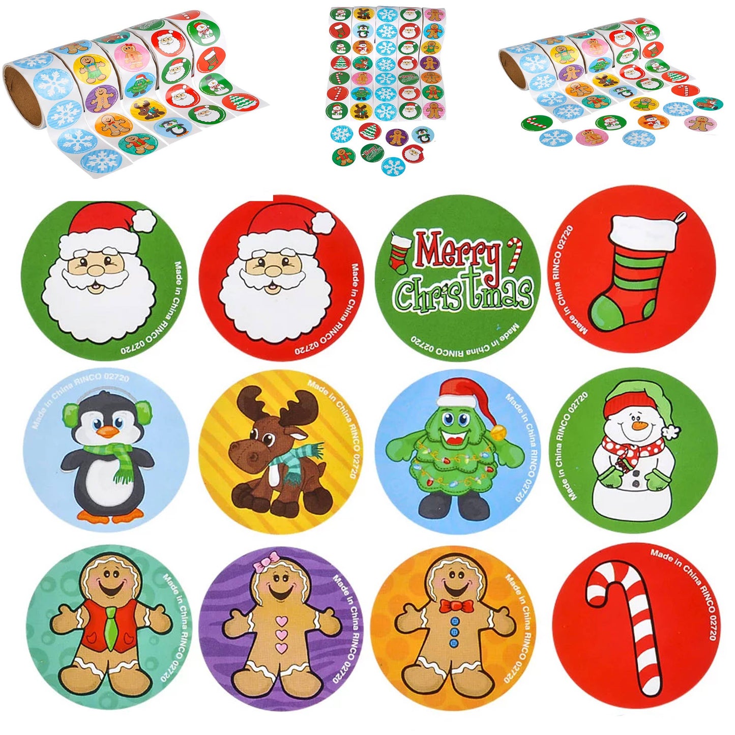 Christmas Holiday Sticky Sticker Roll- Assorted