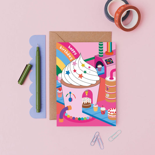 Sprinkles Workshop Birthday Card |  Isometric Cupcake card