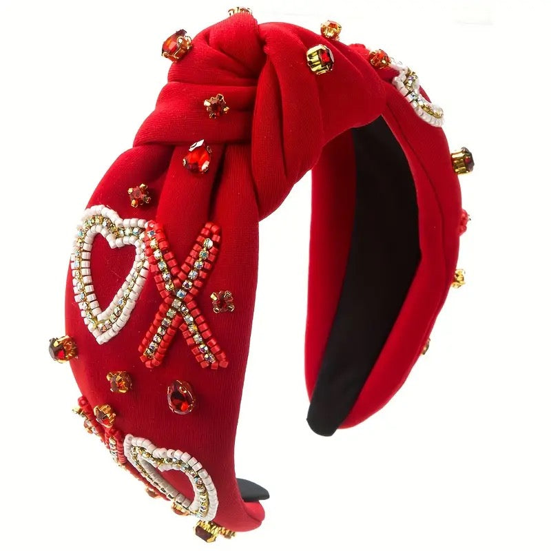 Valentine Jeweled Knotted Headband