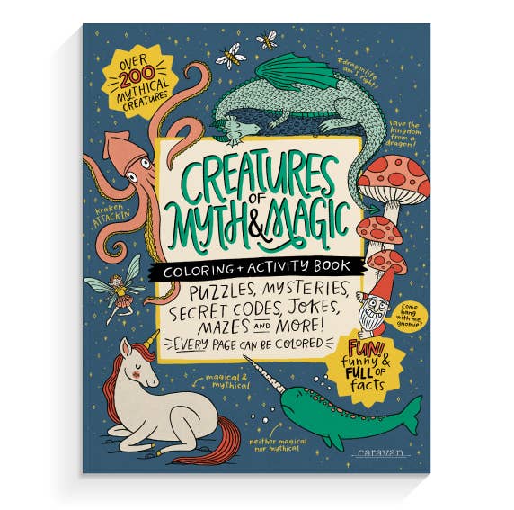 Creatures of Myth & Magic Coloring + Activity: Mazes, Puzzles, Jokes +