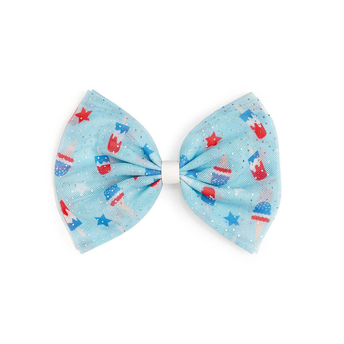 Bomb Pop Tulle Bow Clip - Kids 4th of July Hair Clip