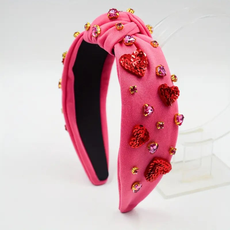 Valentine Jeweled Knotted Headband