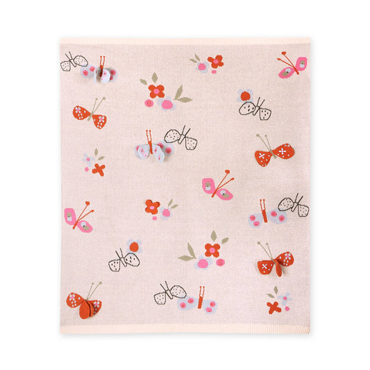 Butterfly 3D - Organic Cotton Jacquard Knit Baby Blanket