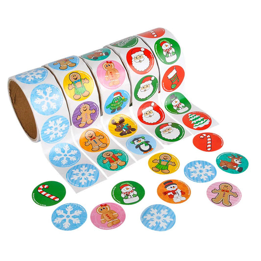 Christmas Holiday Sticky Sticker Roll- Assorted