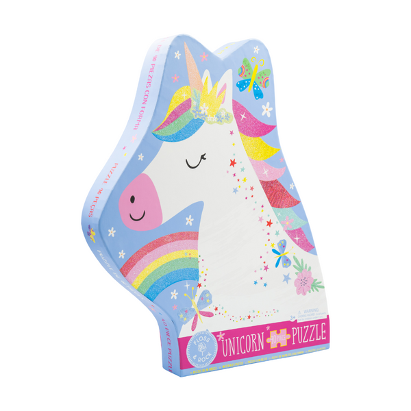 Rainbow Unicorn 40pc "Unicorn" Shaped Jigsaw with Shaped Box