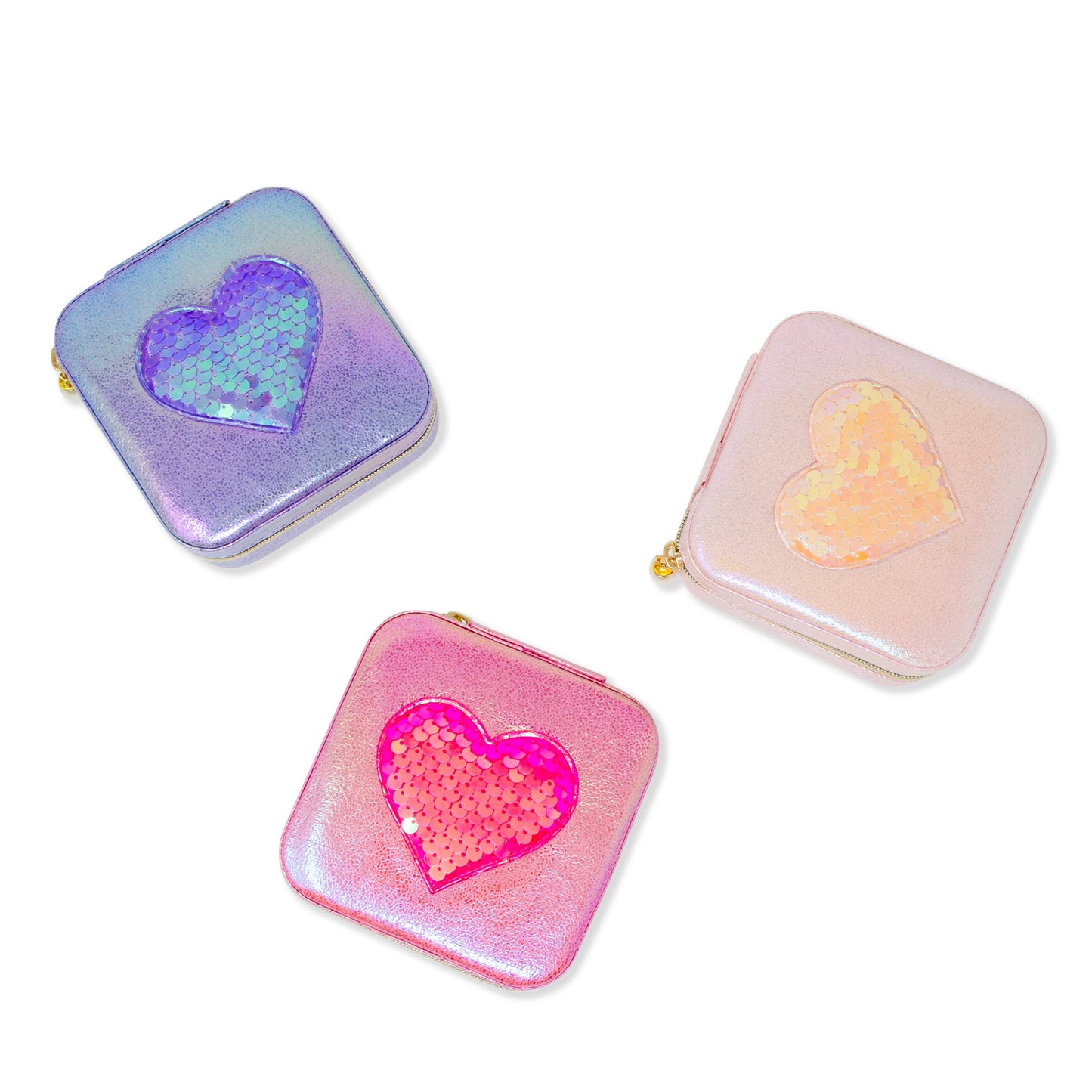 Girl's Sparking Sequin Heart Jewelry Box