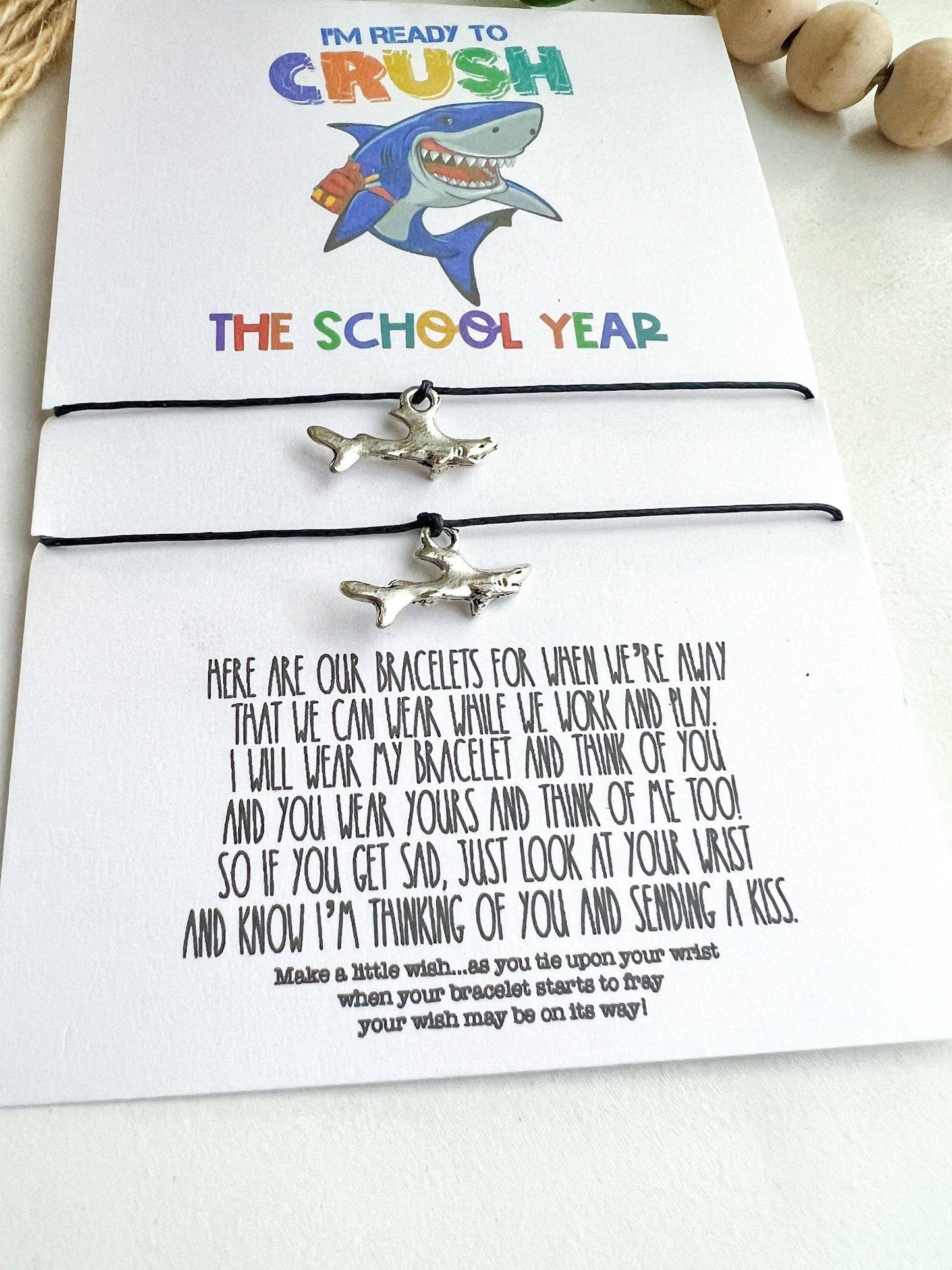 Back to School Wish Bracelet Shark Mommy & Me